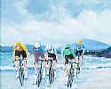 CYCLISTS RACING ON DOWNINGS BEACH by Sean Lorinyenko at Ross's Online Art Auctions