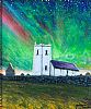 NORTHERN LIGHTS AT BALLINTOY CHURCH by Sean Loughrey at Ross's Online Art Auctions