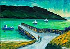BOATS AT LEENAN PIER, DONEGAL by Sean Loughrey at Ross's Online Art Auctions