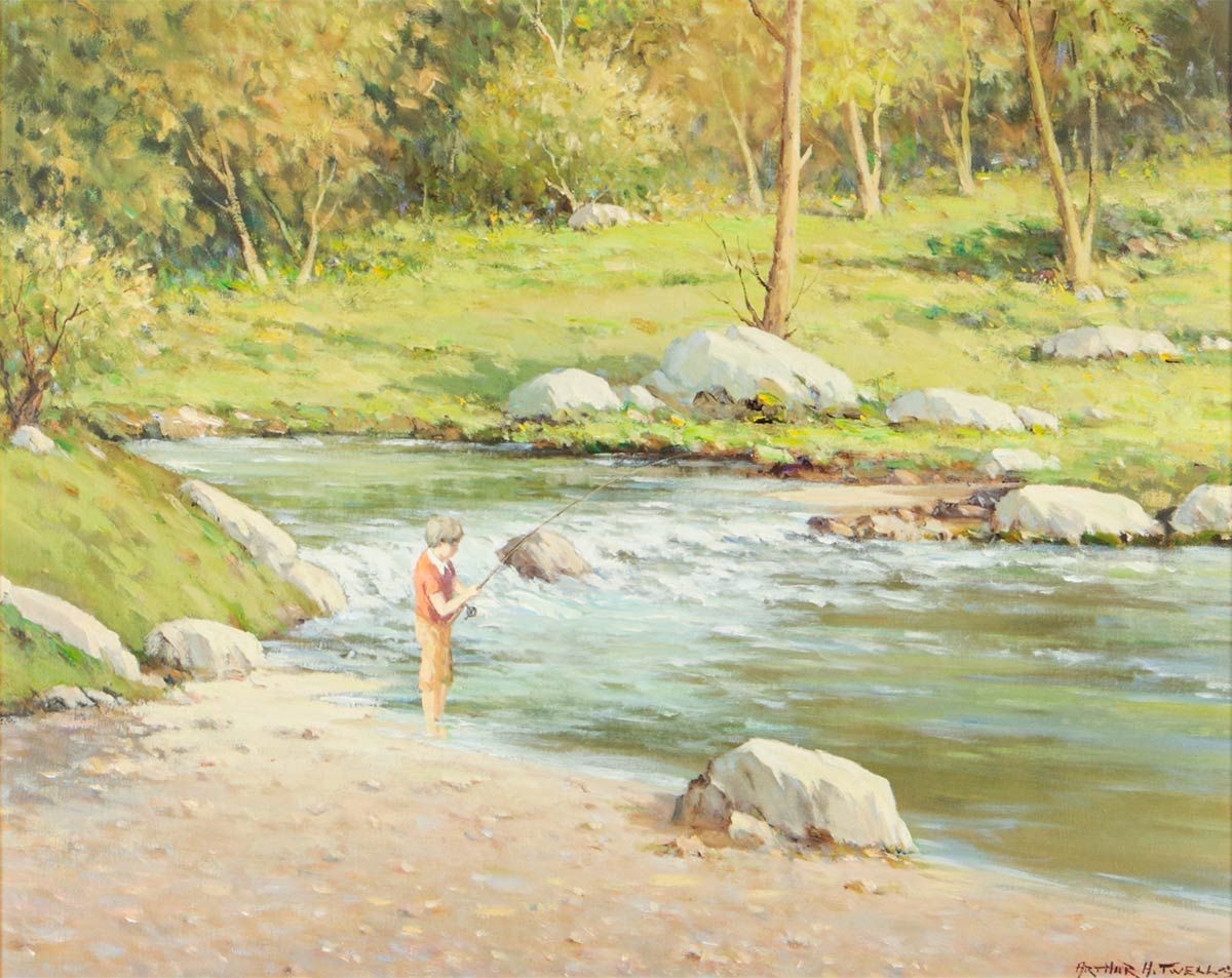 YOUNG ANGLES, ROCKPOOL, DENNETT, CO. DERRY by Arthur H. Twells RUA at Ross's Online Art Auctions