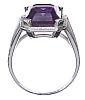18CT WHITE GOLD AMETHYST & DIAMOND RING at Ross's Online Art Auctions