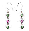 SILVER-TONE RUBY, EMERALD & WHITE SAPPHIRE EARRINGS at Ross's Online Art Auctions