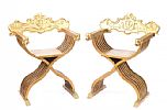 PAIR OF GILT X FRAME CHAIRS at Ross's Online Art Auctions