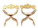 PAIR OF GILT X FRAME CHAIRS at Ross's Online Art Auctions