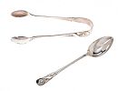 SILVER TEA SPOONS & TONGS at Ross's Online Art Auctions