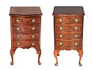 TWO WALNUT SERPENTINE FRONT BEDSIDE PEDESTAL at Ross's Online Art Auctions