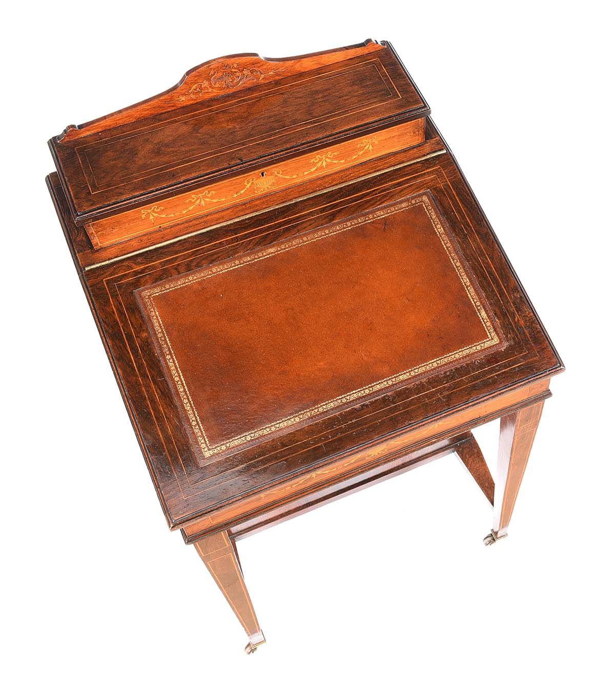 EDWARDIAN INLAID ROSEWOOD DAVENPORT DESK at Ross's Online Art Auctions