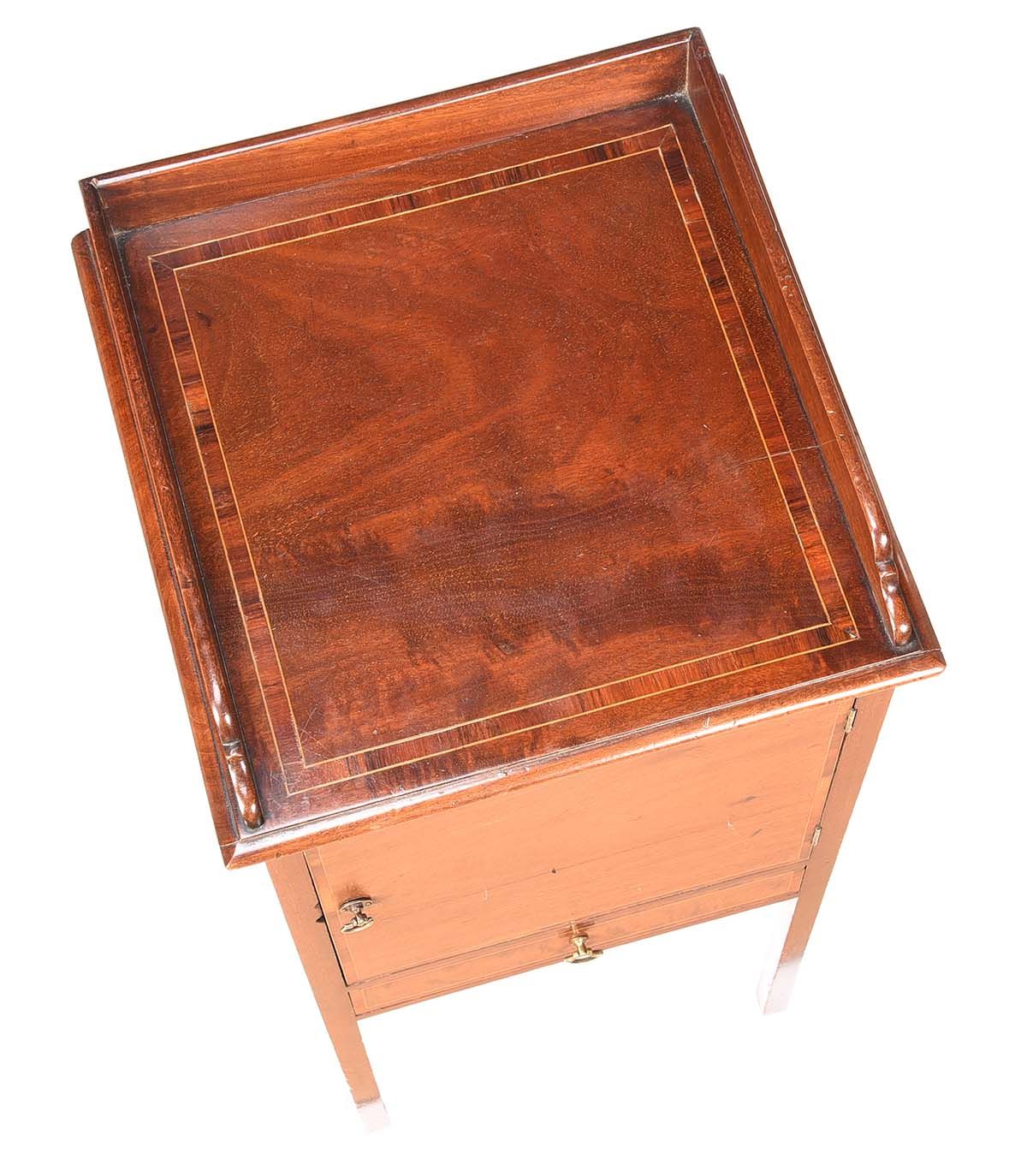 GEORGIAN INLAID MAHOGANY BEDSIDE PEDESTAL at Ross's Online Art Auctions