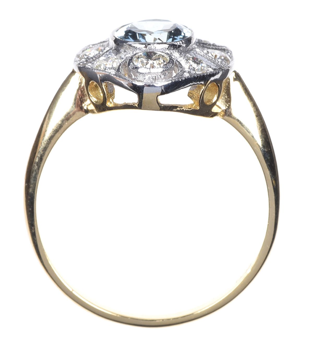 18CT GOLD AQUAMARINE & DIAMOND RING at Ross's Online Art Auctions