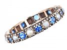9CT GOLD SEED PEARL & BLUE STONE BAND at Ross's Online Art Auctions