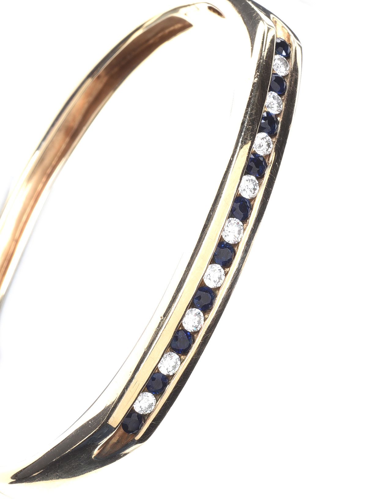 9CT GOLD SAPPHIRE & DIAMOND BANGLE at Ross's Online Art Auctions
