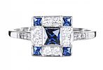 PLATINUM SAPPHIRE & DIAMOND CHEQUERBOARD CLUSTER RING at Ross's Online Art Auctions
