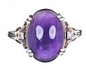 STERLING SILVER AMETHYST & DIAMOND RING at Ross's Online Art Auctions