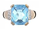 9CT GOLD BLUE TOPAZ & DIAMOND RING at Ross's Online Art Auctions