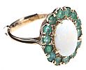 9CT GOLD OPAL & EMERALD RING at Ross's Online Art Auctions