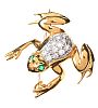 18CT GOLD EMERALD & DIAMOND FROG BROOCH at Ross's Online Art Auctions
