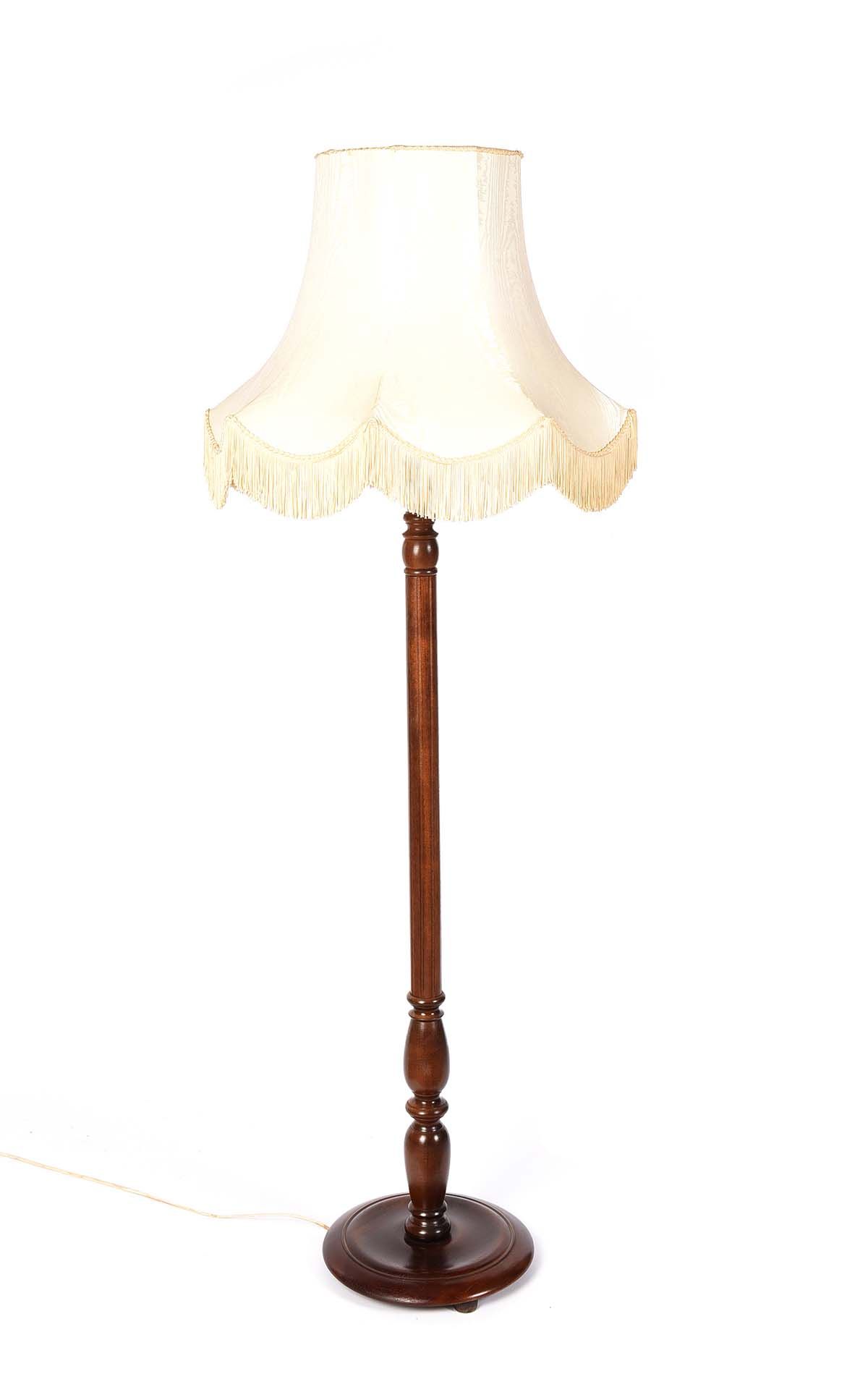 MAHOGANY STANDARD LAMP & SHADE at Ross's Online Art Auctions