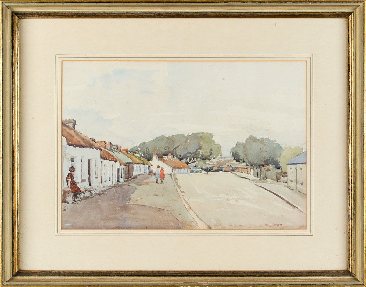 CHILDREN IN AN ULSTER VILLAGE by Theo J. Gracey RUA at Ross's Online Art Auctions