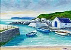 BOATS AT BALLINTOY HARBOUR by Sean Loughrey at Ross's Online Art Auctions