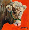 BULL ON ORANGE by Ronald Keefer at Ross's Online Art Auctions