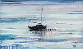 ANCHORED SAILBOAT by Paula McKinney at Ross's Online Art Auctions