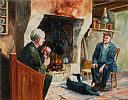 A CHAT IN THE COTTAGE by Noel Shaw at Ross's Online Art Auctions