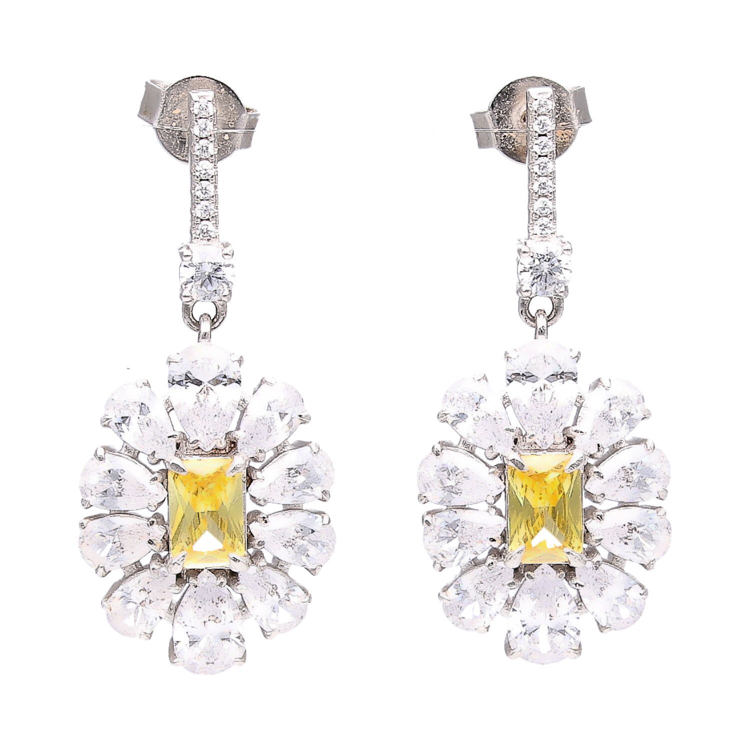 STERLING SILVER YELLOW STONE EARRINGS at Ross's Online Art Auctions