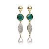 COSTUME GREEN STONE & FAUX PEARL EARRINGS at Ross's Online Art Auctions