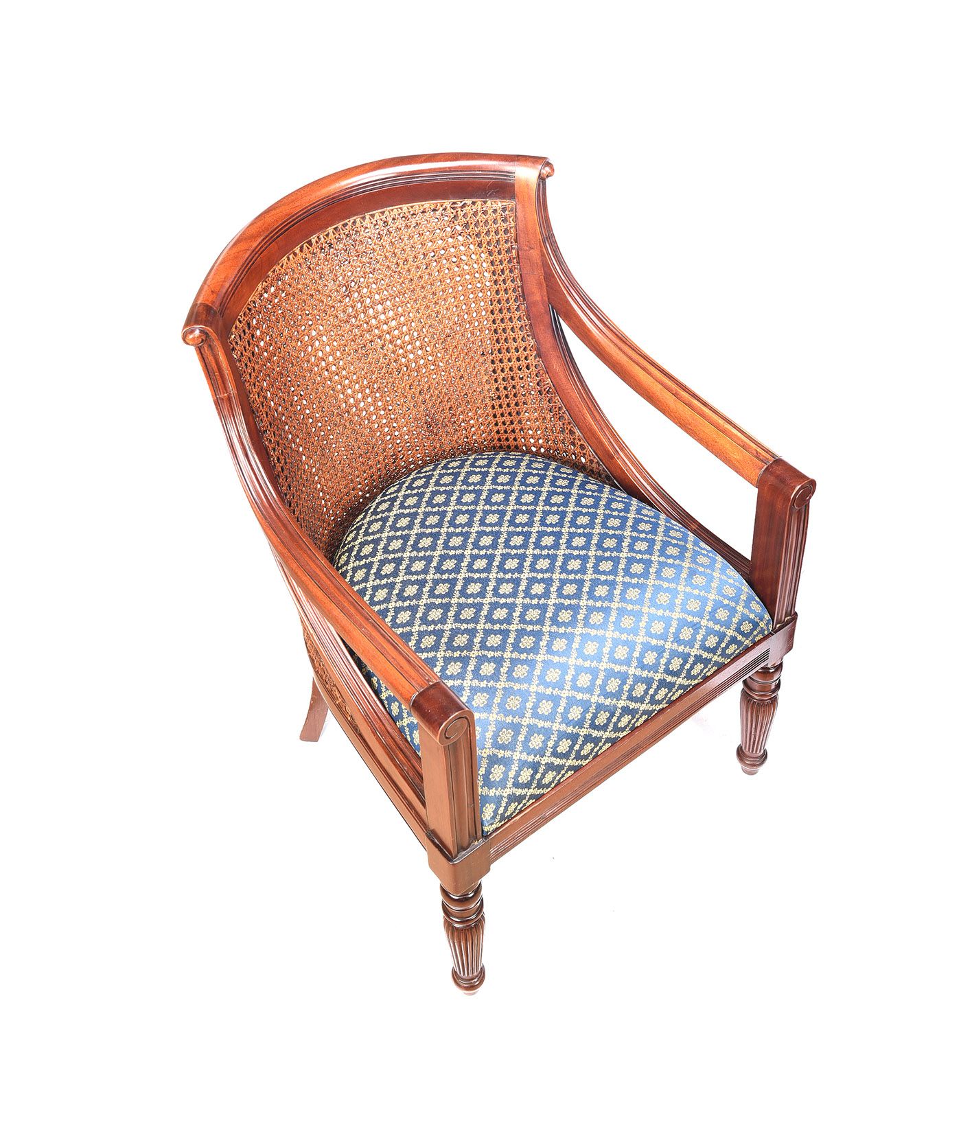 PAIR OF MAHOGANY BERGERE ARMCHAIRS at Ross's Online Art Auctions