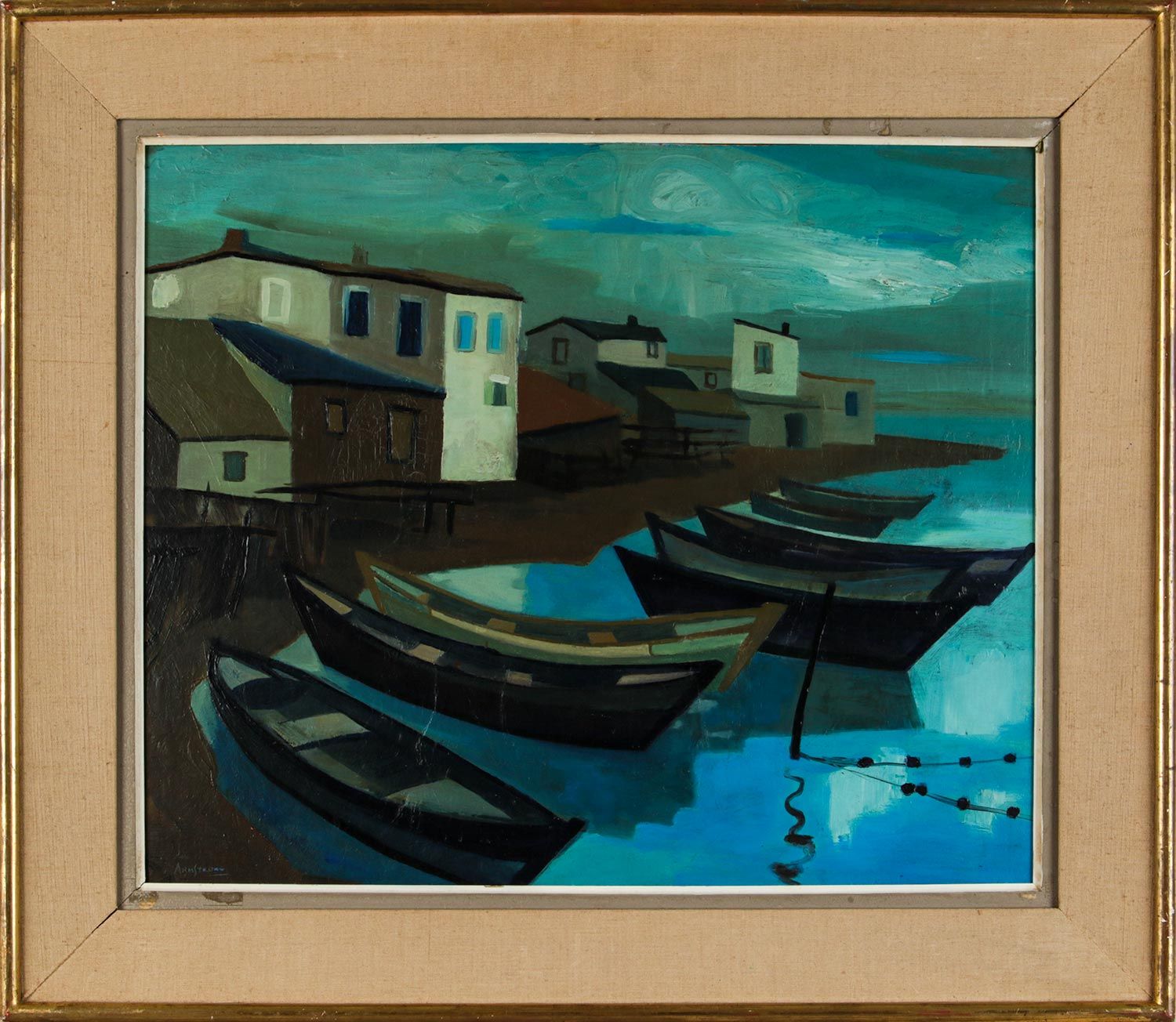 SPANISH FISHING VILLAGE by Arthur Armstrong RHA at Ross's Online Art Auctions