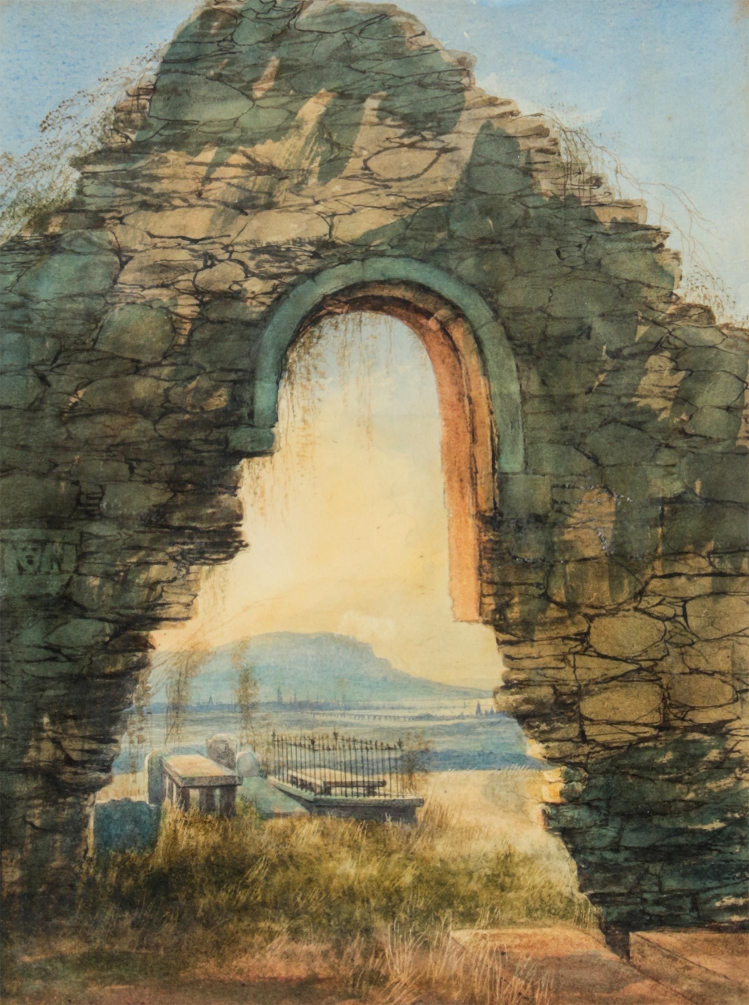 BELFAST FROM KNOCKBREDA OLD CHURCH by Andrew Nicholl RHA at Ross's Online Art Auctions