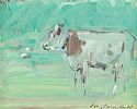 COW WITH BLUE COLLAR by Con Campbell at Ross's Online Art Auctions