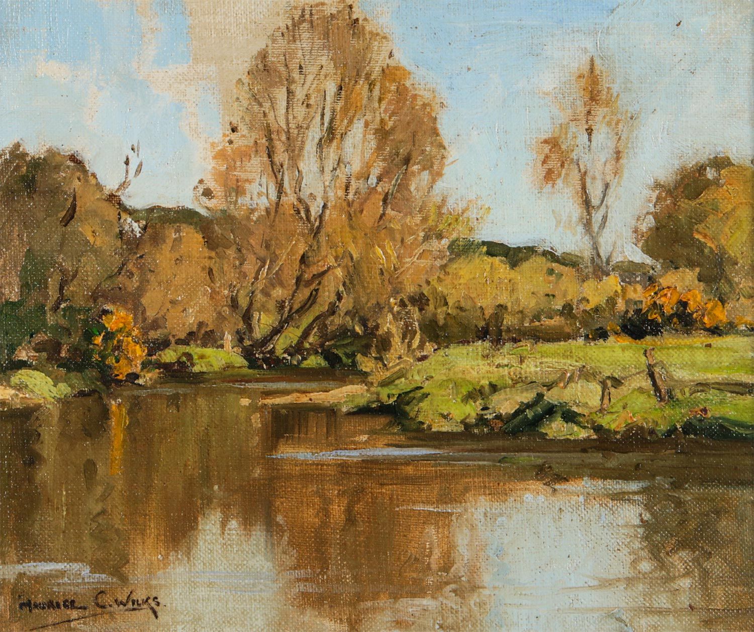AUTUMN BY THE RIVER LAGAN by Maurice Canning  Wilks ARHA RUA at Ross's Online Art Auctions