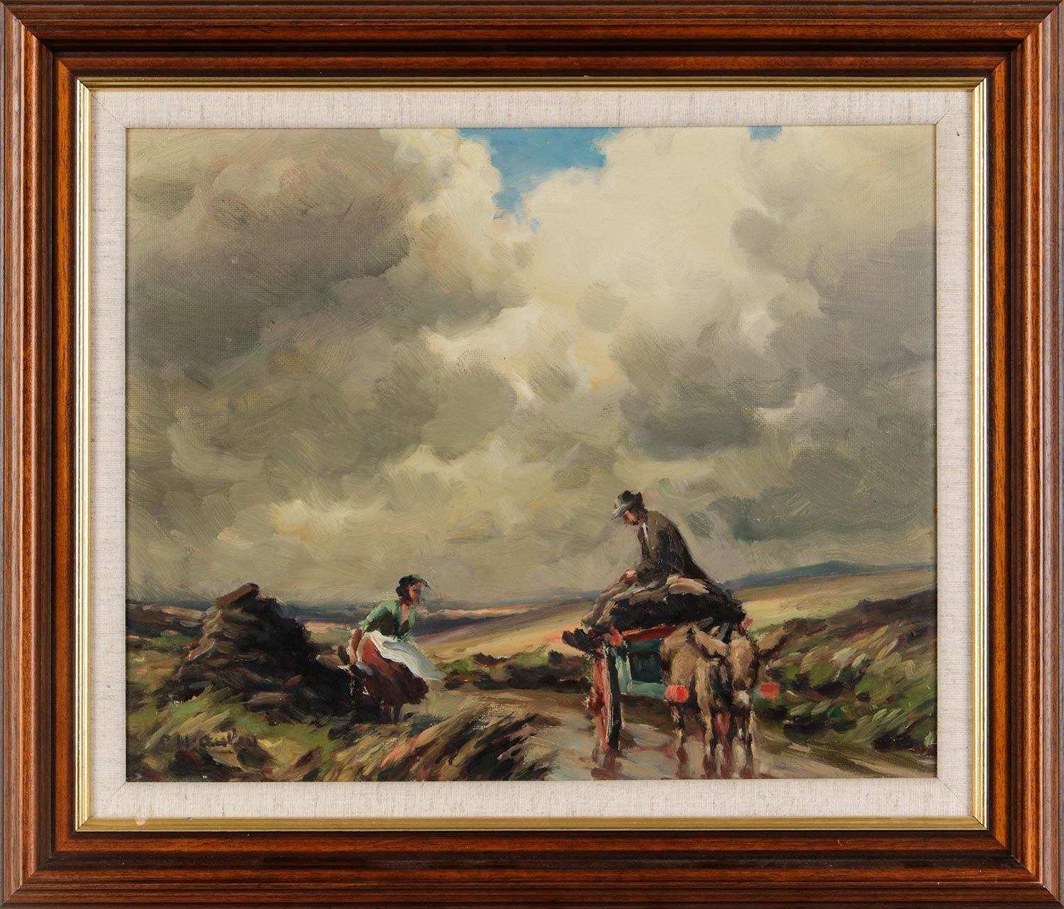 A CHAT ON THE TURF CART by Charles McAuley at Ross's Online Art Auctions