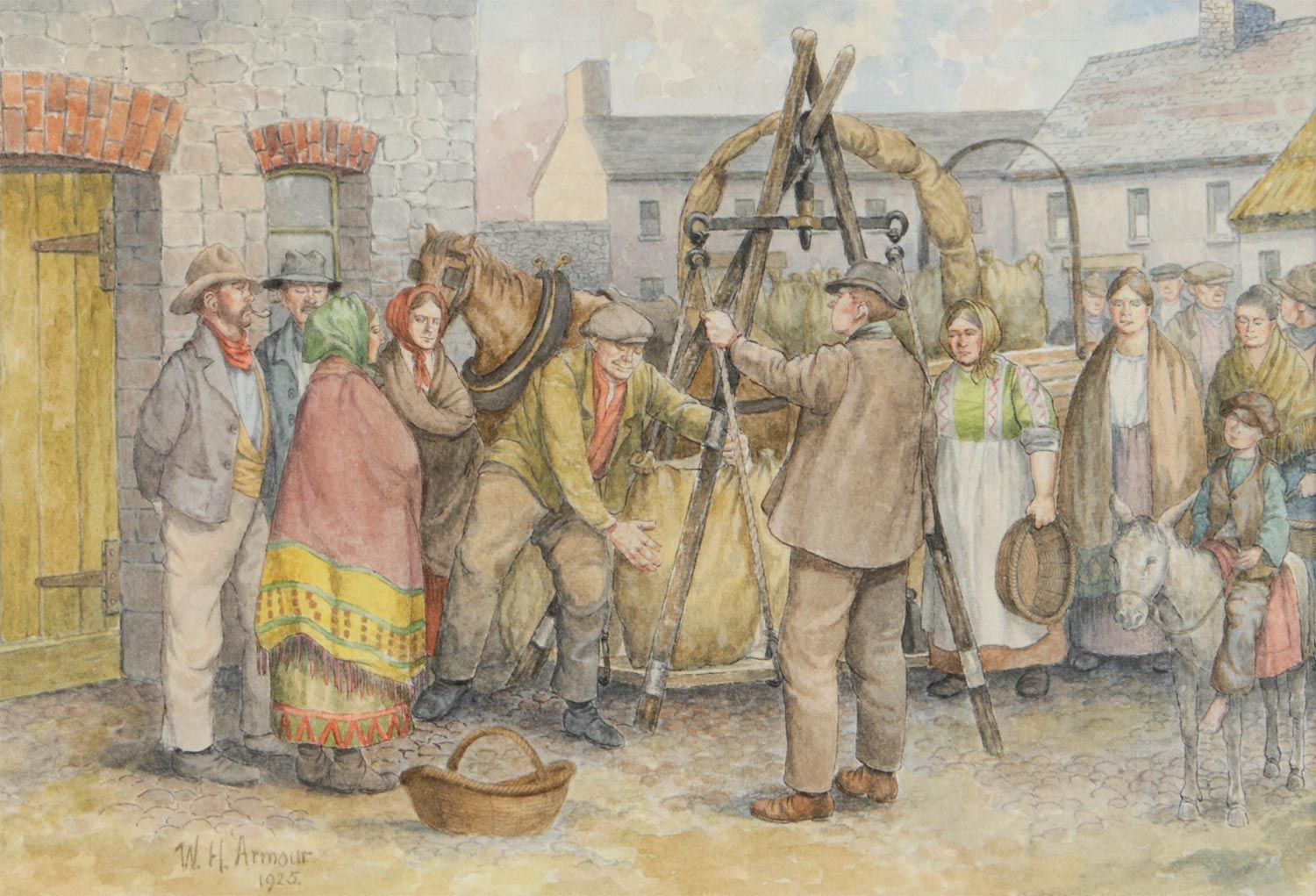 WEIGHING THE SPUDS by A.H. Armour at Ross's Online Art Auctions