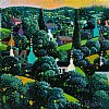 TREES IN THE VILLAGE by George Callaghan at Ross's Online Art Auctions