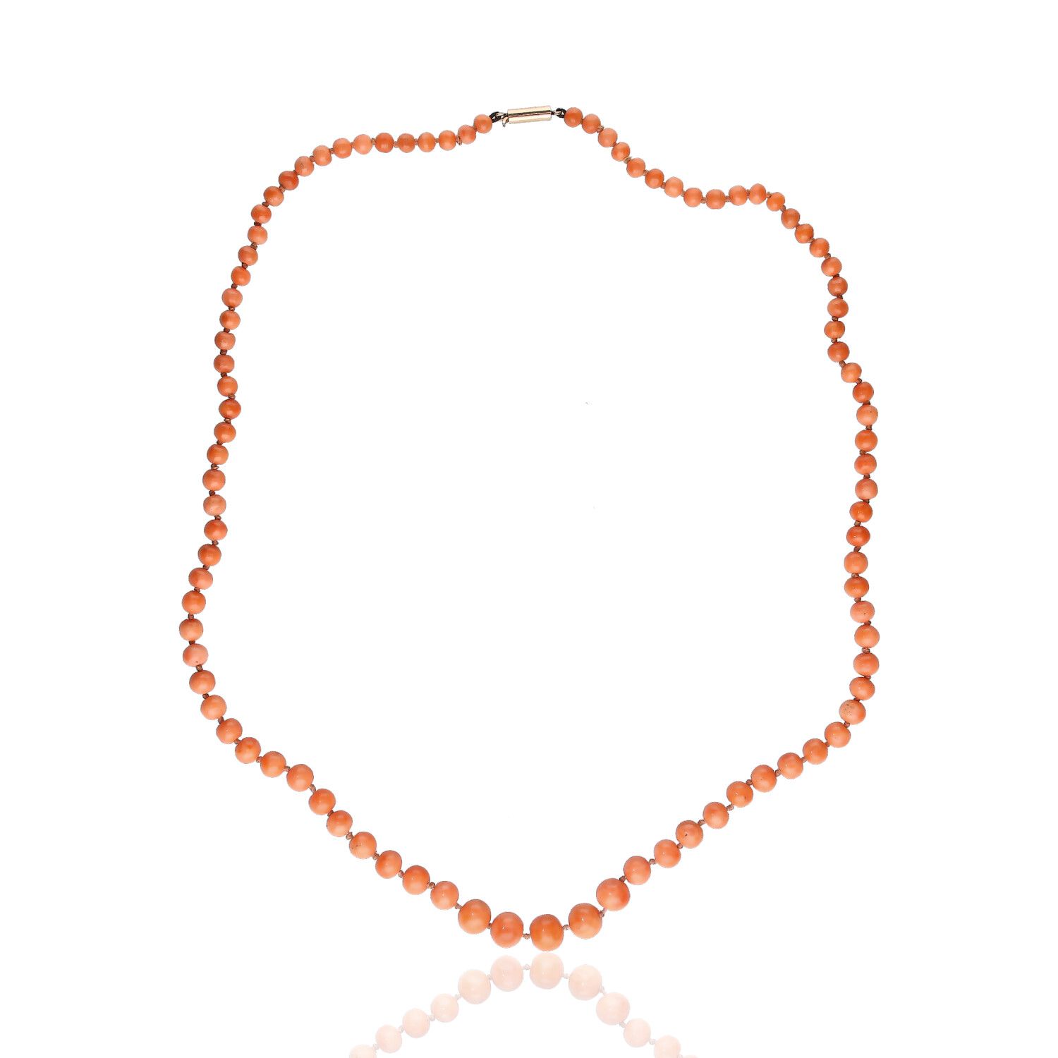 VINTAGE STRAND OF CORAL WITH 9CT GOLD CLASP at Ross's Online Art Auctions