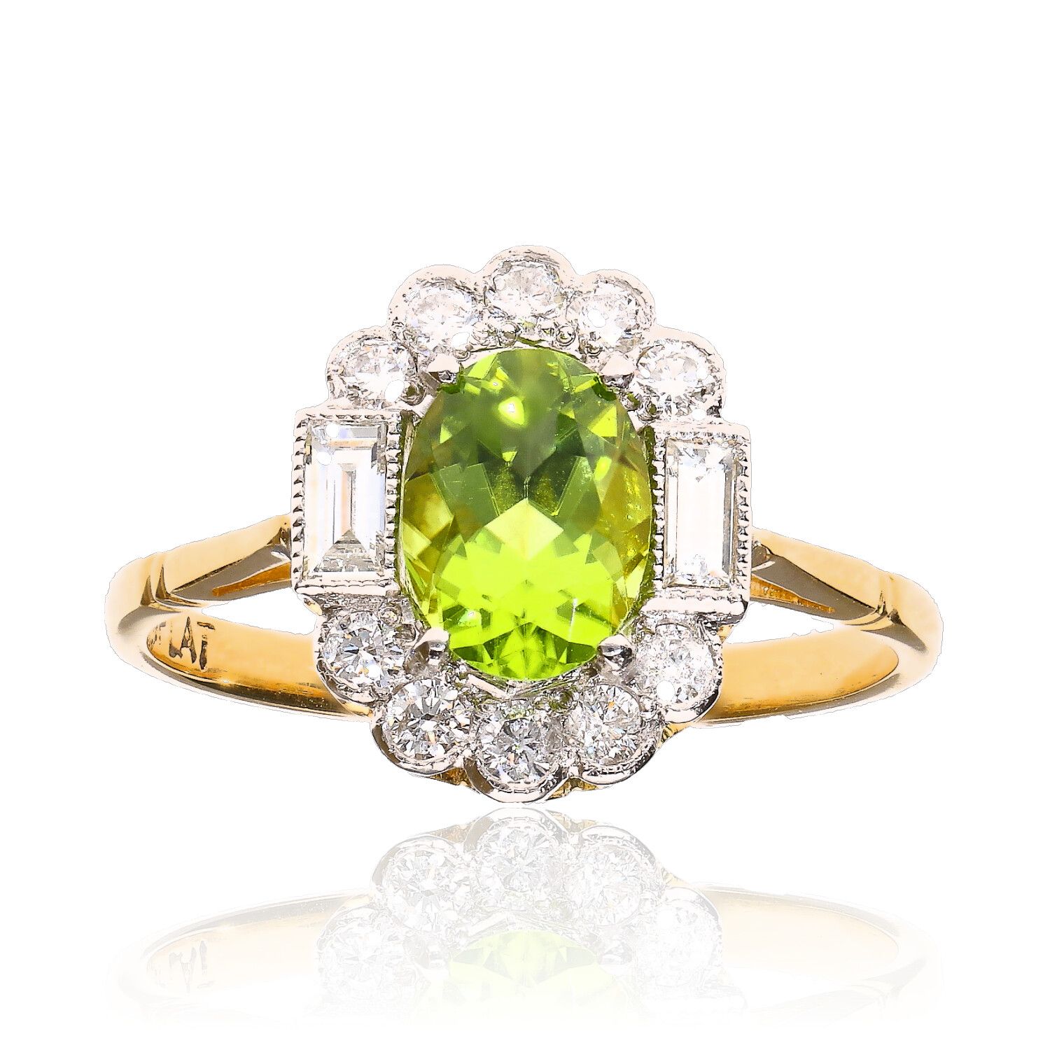 18CT GOLD PERIDOT & DIAMOND RING at Ross's Online Art Auctions