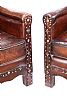 FINE PAIR OF BRASS STUDDED BROWN LEATHER ARMCHAIRS at Ross's Online Art Auctions