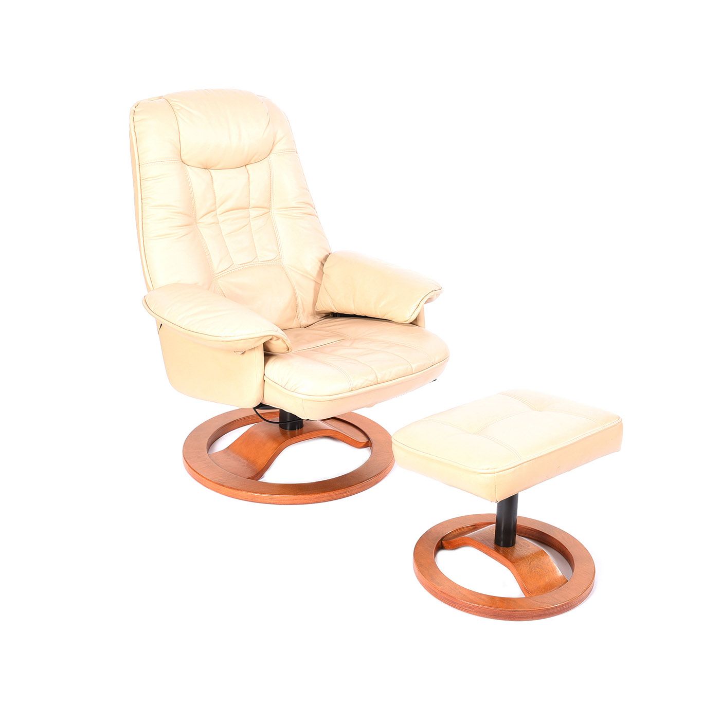 VINTAGE LEATHER SWIVEL CHAIR & FOOTSTOOL at Ross's Online Art Auctions