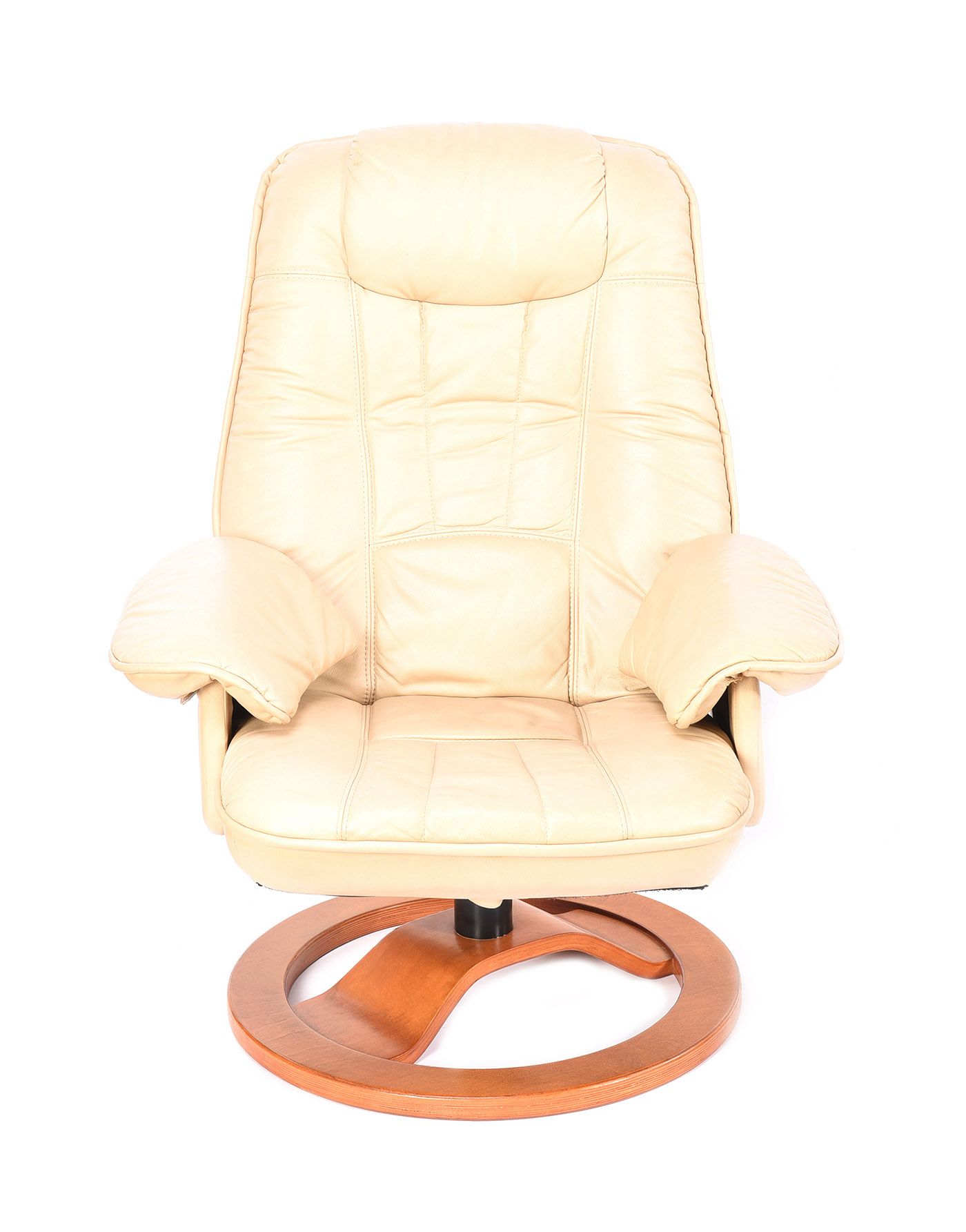 VINTAGE LEATHER SWIVEL CHAIR & FOOTSTOOL at Ross's Online Art Auctions