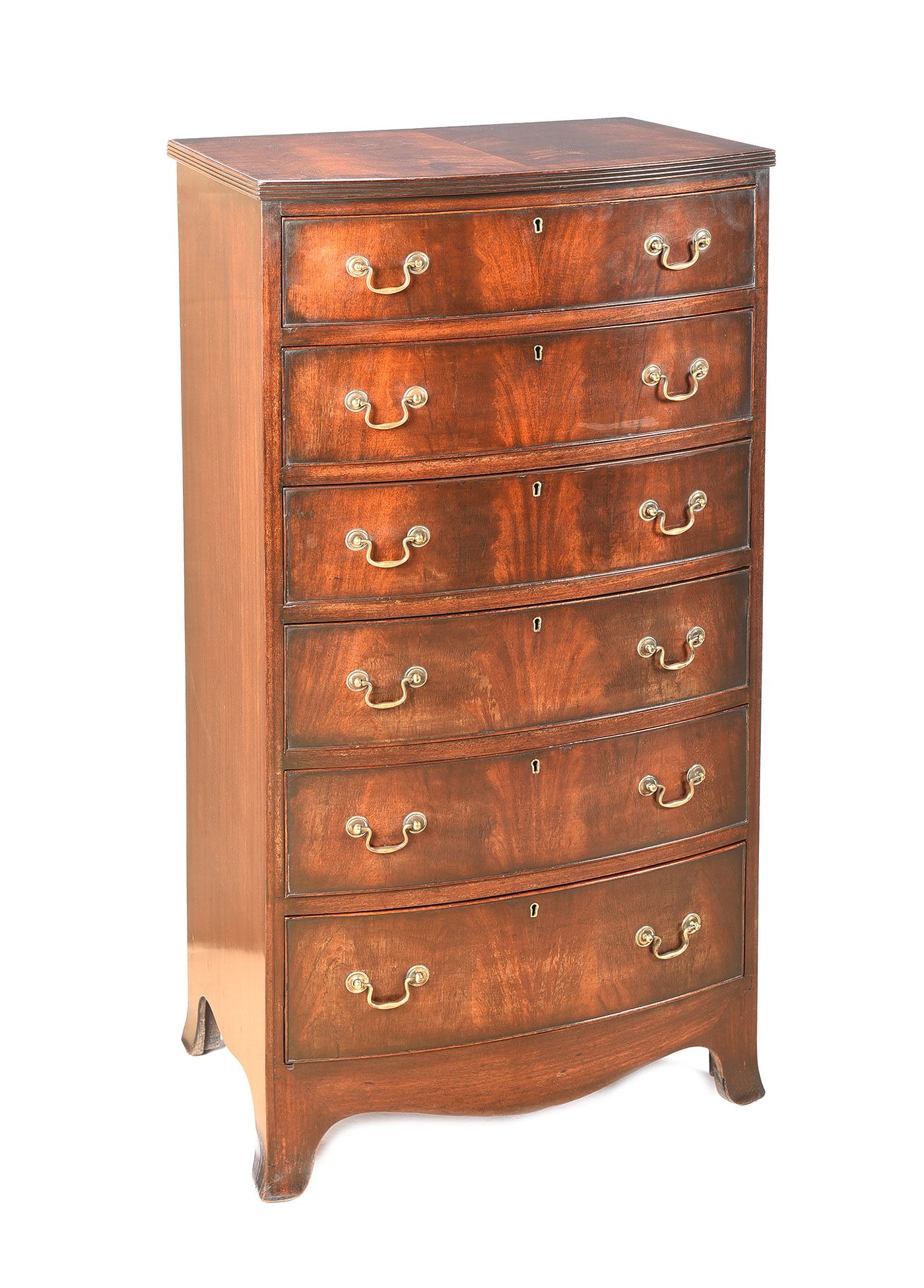 MAHOGANY BOW FRONT CHEST at Ross's Online Art Auctions