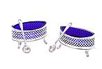 PAIR OF ELEGANT BOAT SHAPED PIERCED SILVER PLATED SALTS at Ross's Online Art Auctions