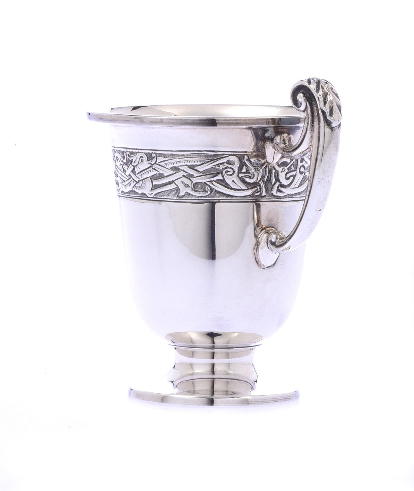 SILVER CHRISTENING CUP WITH EMBOSSED CELTIC BAND at Ross's Online Art Auctions