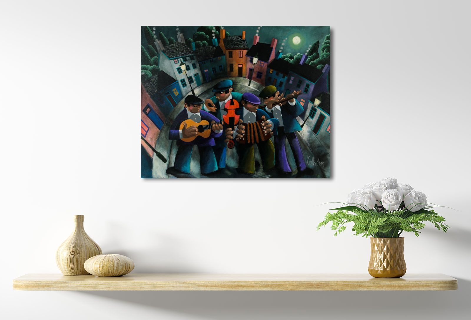 STREET MUSICIANS by George Callaghan at Ross's Online Art Auctions