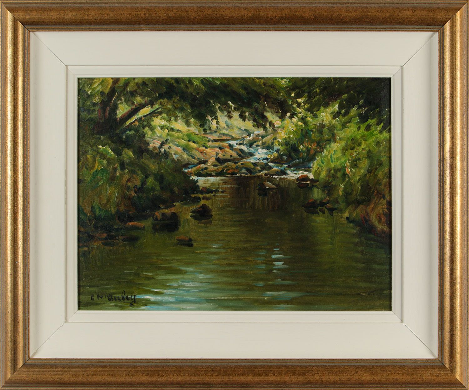 REFLECTIONS, RIVER DUN by Charles McAuley at Ross's Online Art Auctions