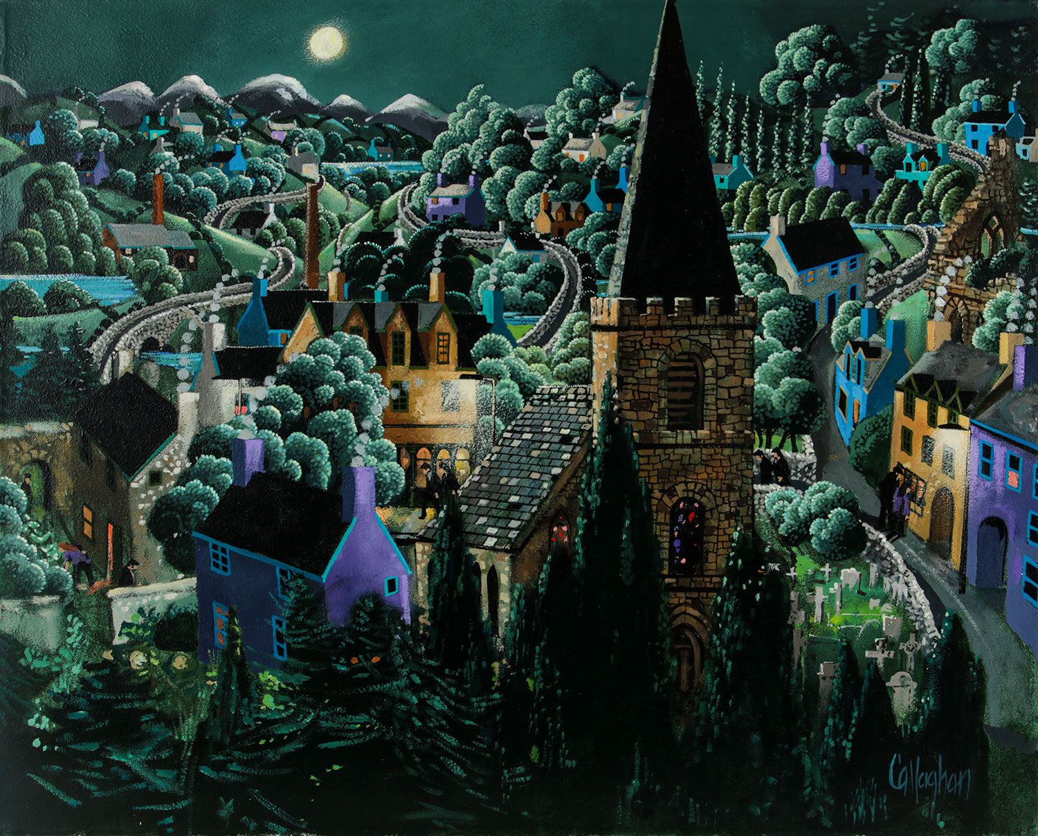 THE VILLAGE CHURCH by George Callaghan at Ross's Online Art Auctions