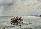 LAYING LOBSTER CREELS, CO ANTRIM by Charles McAuley at Ross's Online Art Auctions