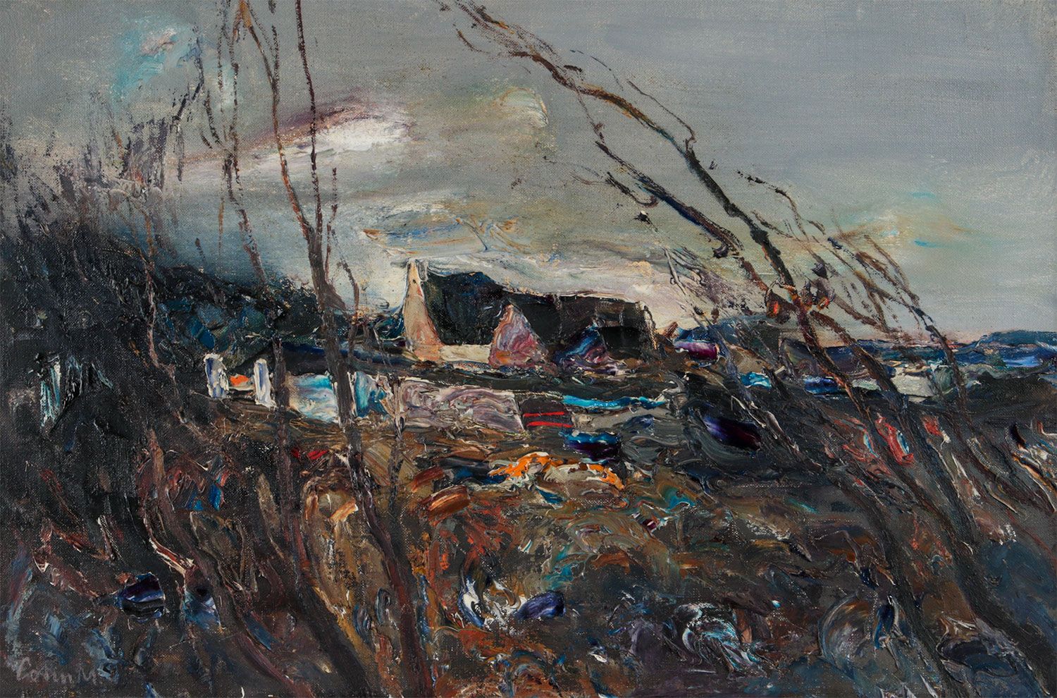 COASTAL COTTAGE IN WINTER by Colin Middleton RHA RUA at Ross's Online Art Auctions