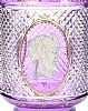 AN ENGRAVED OVER BOHEMIAN AMETHYST GLASS VASE WITH CAMEOS OF CLASSICAL PROFILES at Ross's Online Art Auctions